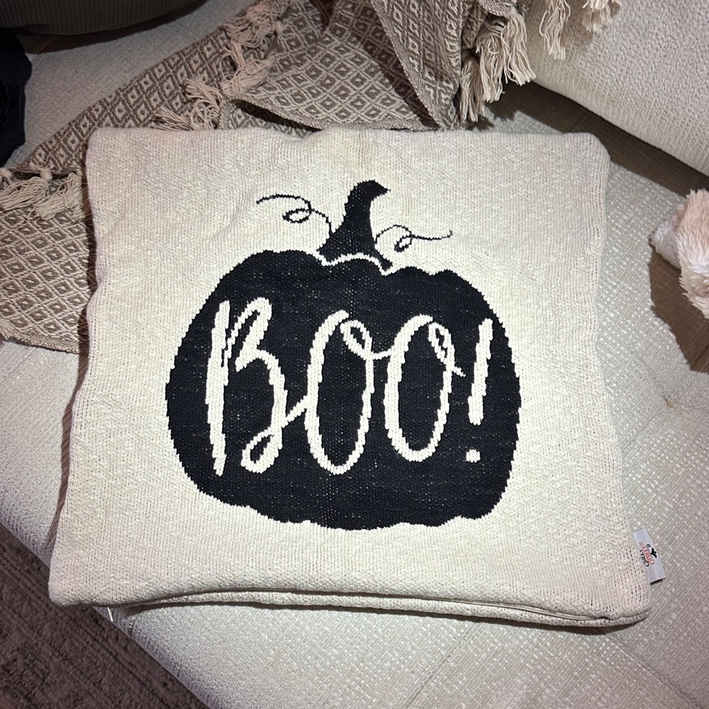 Sweet Street 100% cotton Halloween Boo Pumpkin Throw Pillow Cover